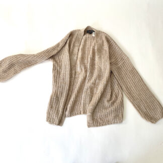 Long Sleeve Waffle Knit Cardigan (Khaki)