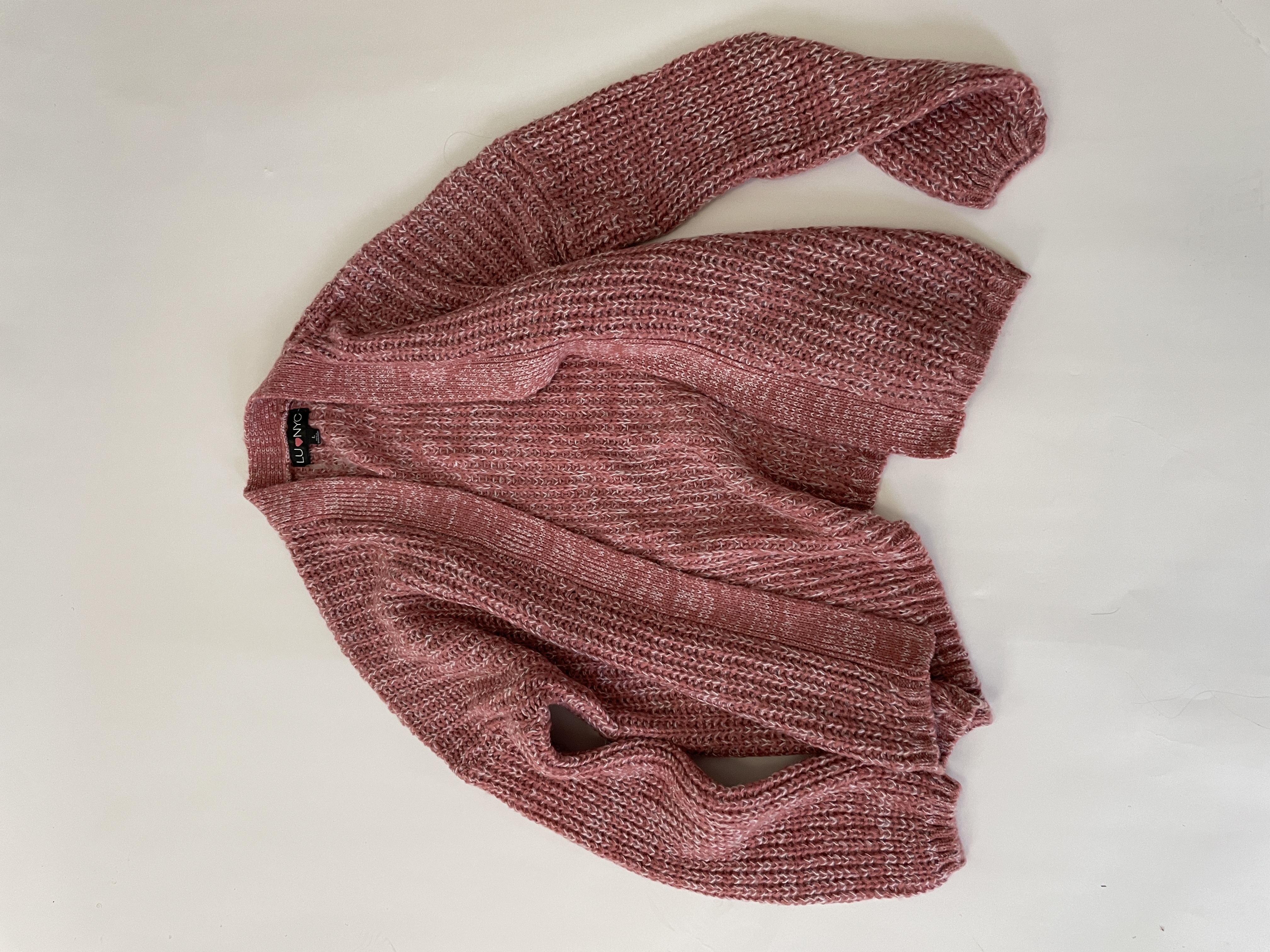 Long Sleeve Waffle Knit Cardigan (Mauve)