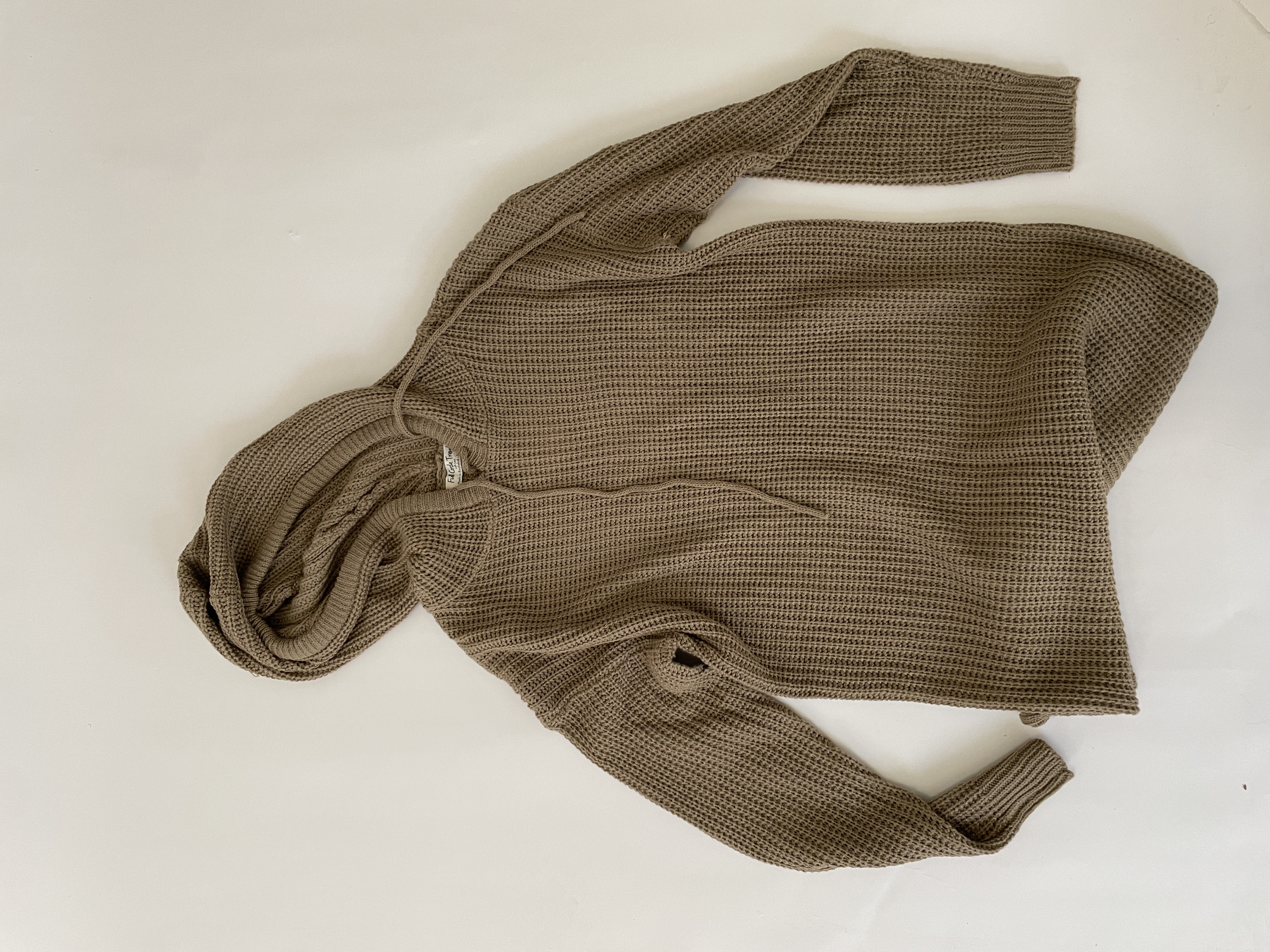 Long Sleeve Hooded Knit Sweater Dress (Olive)