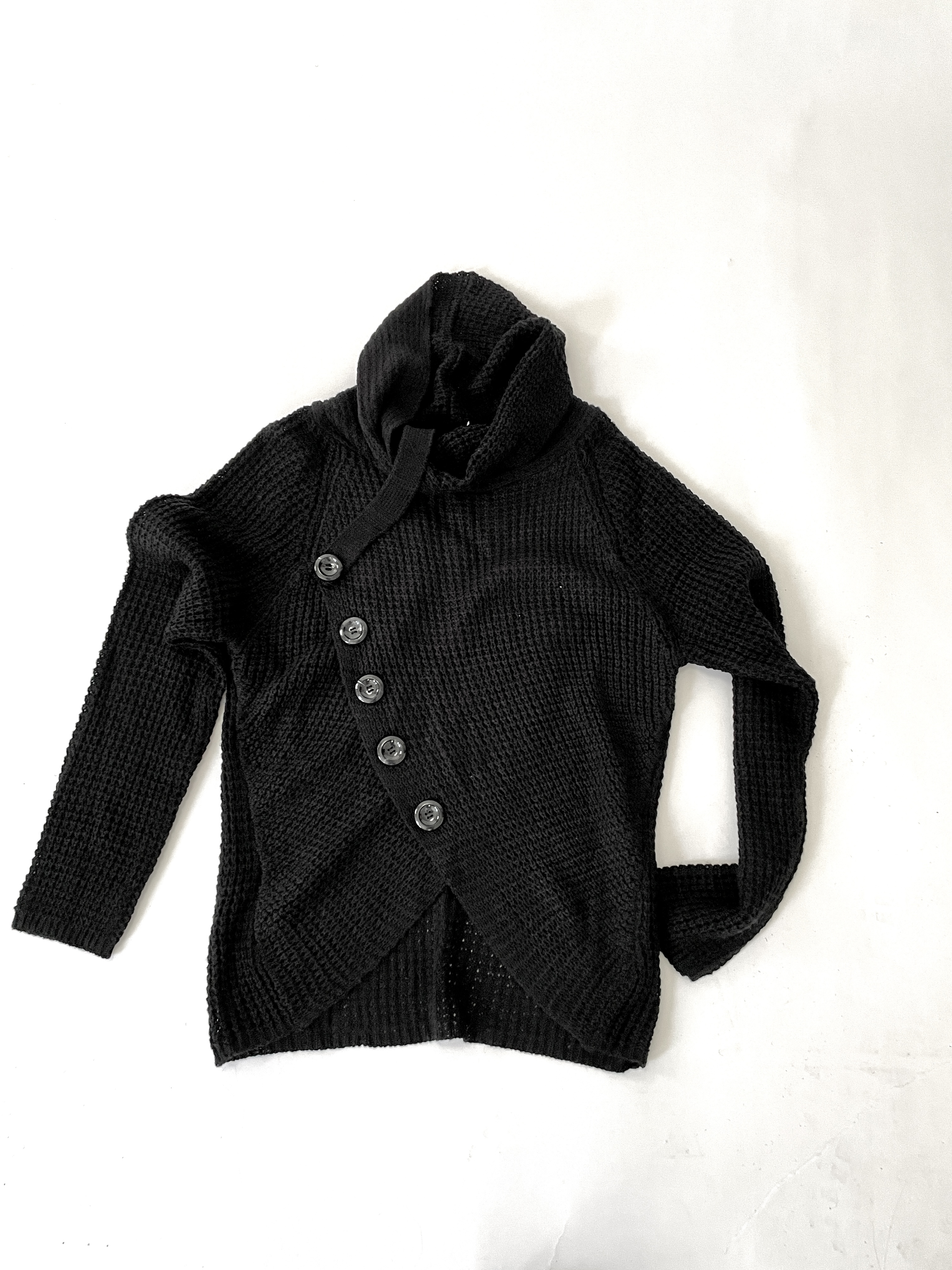 Long Sleeve Button Sweater (Black)
