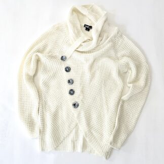Long Sleeve Button Sweater (White)
