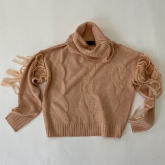Long Sleeve Waffle Knit Turtleneck Sweater (Blush)