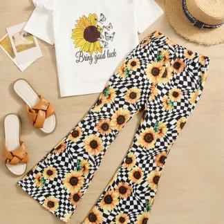 Amber “Bring Good Luck” Checker Sunflower Set