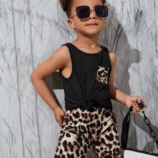 Leopard Print Biker Short Set