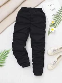 Alaya “Stop Playing” Runched Jogger Pants- Black