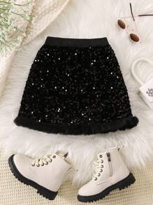 Miley “A Line” Knee Length Party Skirt- Black