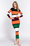 Maya “Be Bold” Color Block Sweater Dress- Orange