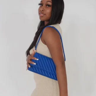 Ariana “Giving Me The Blues” Chevron Clutch Bag